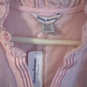 Tommy Bahama Light Pink Ruffle-Trim Linen Top XS/TP NWT